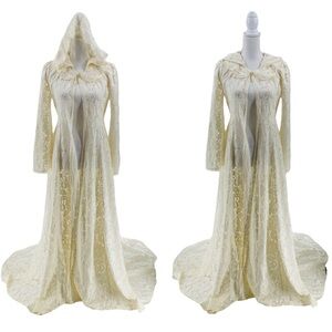 LoveShackFancy NEW Makena RARE Lace Peter Pan Cape Overcoat Ivory Womens Size S